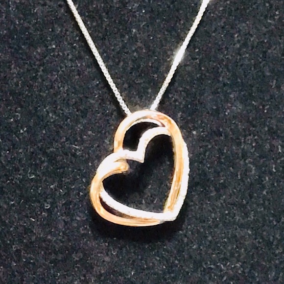 NWOT 10 KT ROSE GOLD .16CTW DIAMOND  AND STERLING SILVER NECKLACE - Picture 4 of 16